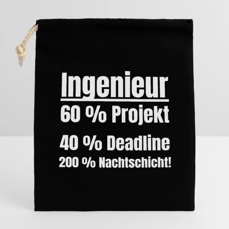 Engineer Life: Project, Deadline, Night Shift. Closable cotton gift bag (14x20cm)