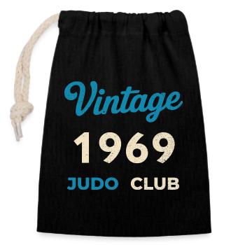 Vintage 1969 Judo Club Retro Birth Year Gift - Closable cotton gift bag (14x20cm) - black - Front