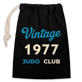 Vintage 1977 Judo Club Retro Birth Year Gift - Closable cotton gift bag (14x20cm) - black - Front