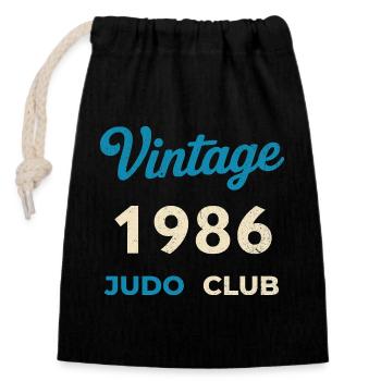 Vintage 1986 Judo Club Retro Birth Year Gift - Closable cotton gift bag (14x20cm) - black - Front