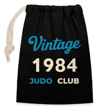 Vintage 1984 Judo Club Retro Birth Year Gift - Closable cotton gift bag (14x20cm) - black - Front