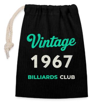Vintage 1967 – Billiards Club Retro Geburtsjahr - Verschließbarer Geschenkbeutel aus Baumwolle (14x20cm) - Schwarz - Vorne