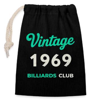 Vintage 1969 – Billiards Club Retro Geburtsjahr - Verschließbarer Geschenkbeutel aus Baumwolle (14x20cm) - Schwarz - Vorne