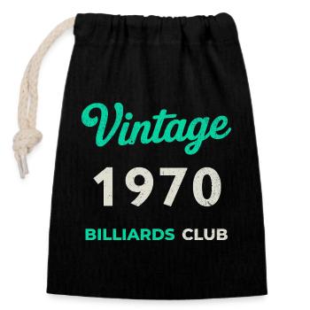 Vintage 1970 – Billiards Club Retro Geburtsjahr - Verschließbarer Geschenkbeutel aus Baumwolle (14x20cm) - Schwarz - Vorne