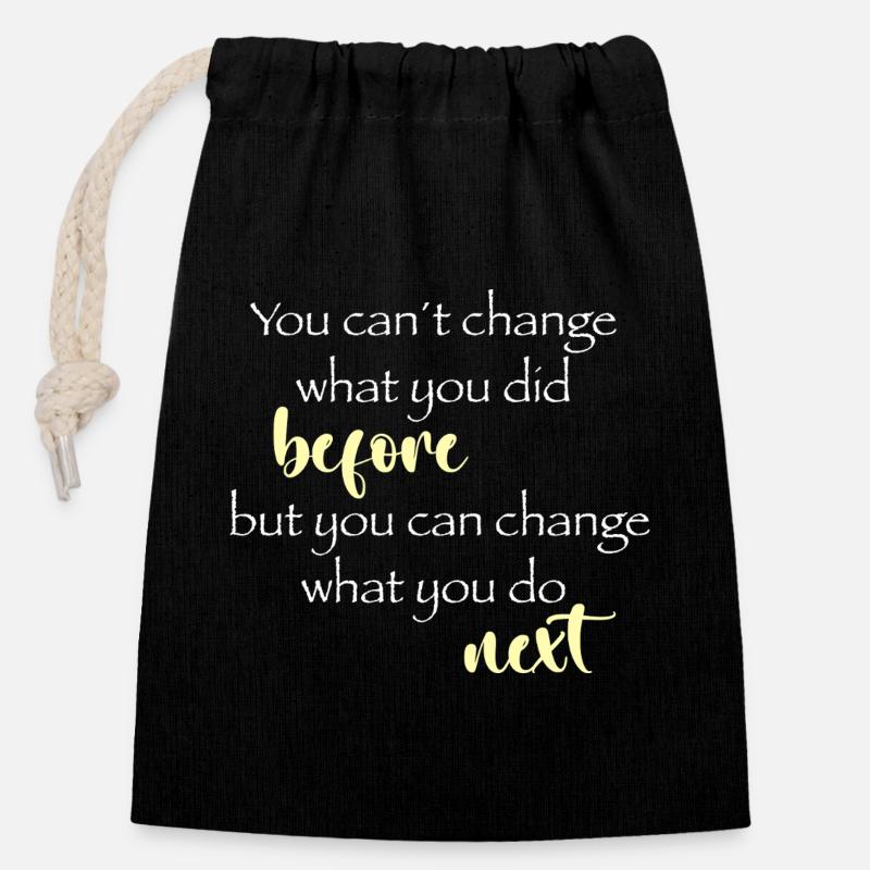 Changement ensuite - Sac cadeau en coton avec cordon (14 x 20 cm) - noir