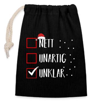 Santa Claus Christmas Time Naughty Christmas - Closable cotton gift bag (14x20cm) - black - Front