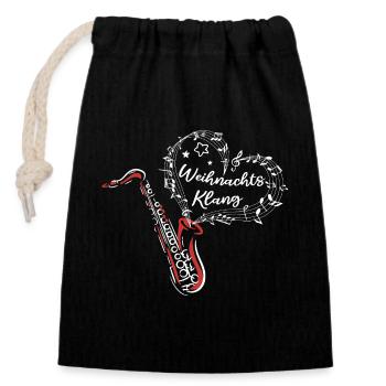 Weihnachten Saxofon Weihnachtsklang Musik - Verschließbarer Geschenkbeutel aus Baumwolle (14x20cm) - Schwarz - Vorne