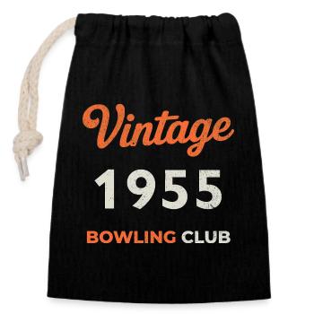 Millésime 1955 – Année de naissance rétro du Bowling Club - Sac cadeau en coton avec cordon (14 x 20 cm) - noir - Devant
