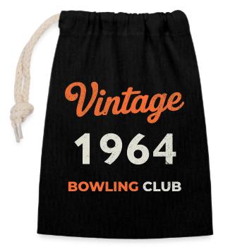 Millésime 1964 – Année de naissance rétro du Bowling Club - Sac cadeau en coton avec cordon (14 x 20 cm) - noir - Devant
