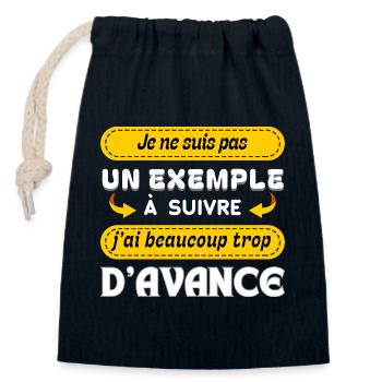 Pas un exemple à suivre - Sac cadeau en coton avec cordon (14 x 20 cm) - bleu marine - Devant
