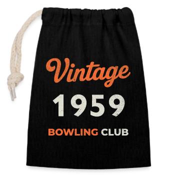 Millésime 1959 – Année de naissance rétro du Bowling Club - Sac cadeau en coton avec cordon (14 x 20 cm) - noir - Devant