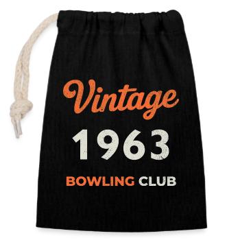 Millésime 1963 – Année de naissance rétro du Bowling Club - Sac cadeau en coton avec cordon (14 x 20 cm) - noir - Devant