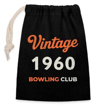 Millésime 1960 – Année de naissance rétro du Bowling Club - Sac cadeau en coton avec cordon (14 x 20 cm) - noir - Devant