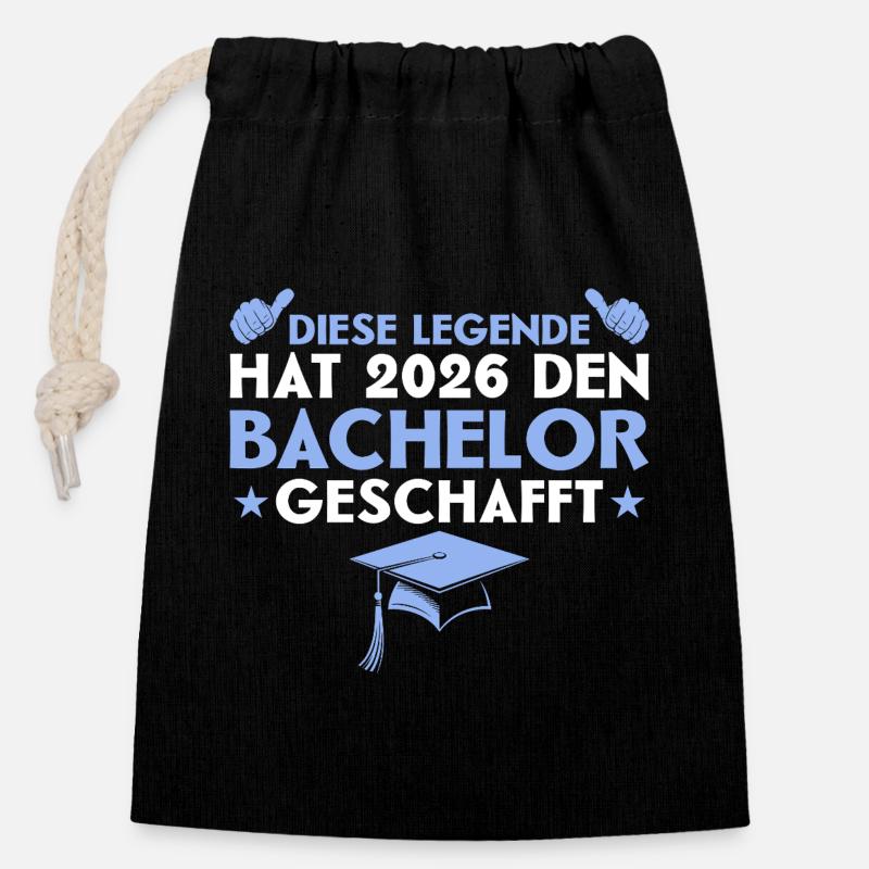 Bestandene Bachelorprüfung 2026 Bachelor Abschluss - Verschließbarer Geschenkbeutel aus Baumwolle (14x20cm) - Schwarz