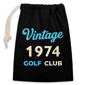 Vintage 1974 Golf Club Retro Geburtsjahr Geschenk - Verschließbarer Geschenkbeutel aus Baumwolle (14x20cm) - Schwarz - Vorne