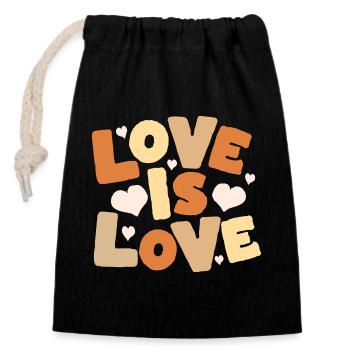 L’amour, c’est l’amour Lettres pastel - Sac cadeau en coton avec cordon (14 x 20 cm) - noir - Devant