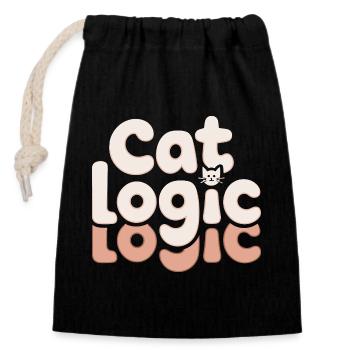 Cat Logic Funny Cat Saying for - Closable cotton gift bag (14x20cm) - black - Front