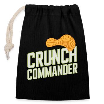 Crunch Commander Nibbler Chips Fan Snack - Closable cotton gift bag (14x20cm) - black - Front