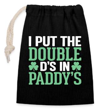 Ich habe die doppelten D's in Paddy's St. Patrick's geschrieben - Verschließbarer Geschenkbeutel aus Baumwolle (14x20cm) - Schwarz - Vorne