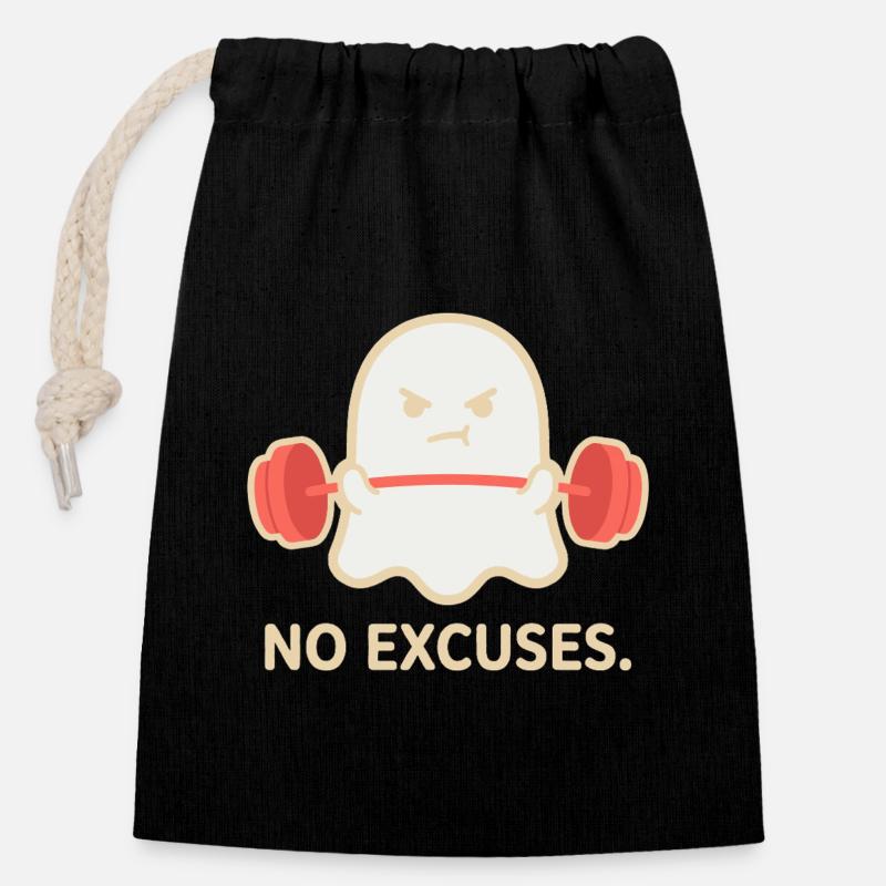 No Excuses Ghost Lift - Closable cotton gift bag (14x20cm) - black