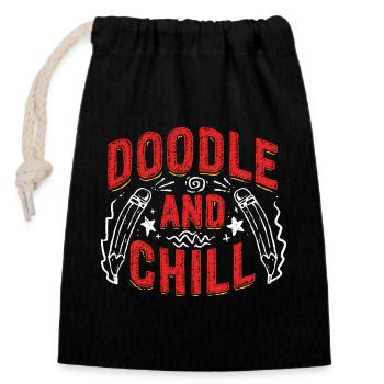 Doodle And Chill Doodle Drawing - Closable cotton gift bag (14x20cm) - black - Front