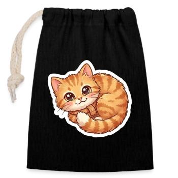 Écharpe douillette orange pour chat - Sac cadeau en coton avec cordon (14 x 20 cm) - noir - Devant