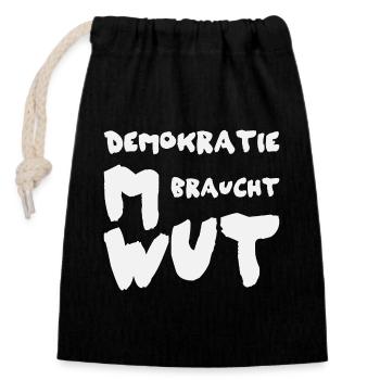 Demokratische Wut Shirt - Verschließbarer Geschenkbeutel aus Baumwolle (14x20cm) - Schwarz - Vorne
