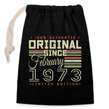 Awesome since February 1973 - Closable cotton gift bag (14x20cm) - black - Front