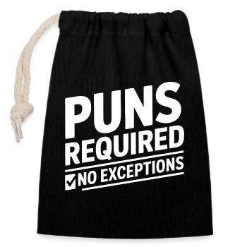 Puns Required Word Games - Closable cotton gift bag (14x20cm) - black - Front