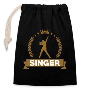 Singer - Singing - Song - Closable cotton gift bag (14x20cm) - black - Front