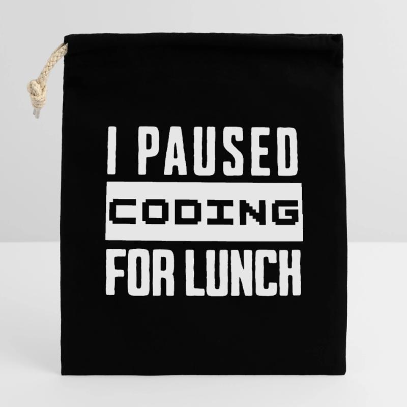 Nerd Coding , I Paused Coding for Lunch Verschließbarer Geschenkbeutel aus Baumwolle (14x20cm)