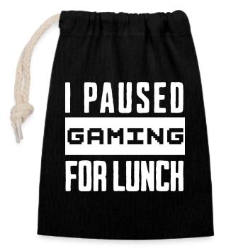 Nerd Gaming, I Paused Gaming Shirt - Closable cotton gift bag (14x20cm) - black - Front