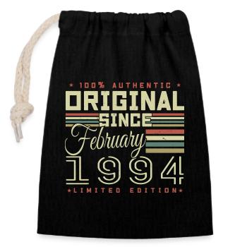 Awesome since February 1994 - Closable cotton gift bag (14x20cm) - black - Front