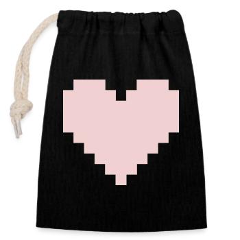 Pixel Pink Heart - Closable cotton gift bag (14x20cm) - black - Front