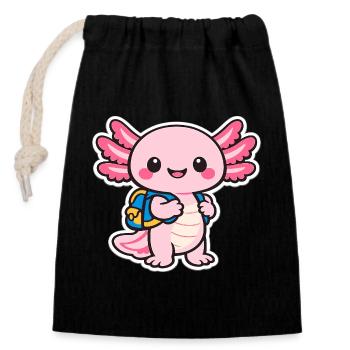 Cuddly axolotl - Closable cotton gift bag (14x20cm) - black - Front