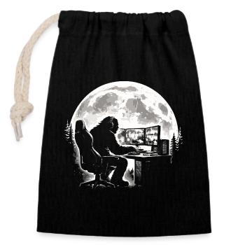 Bigfoot Gamer - Sac cadeau en coton avec cordon (14 x 20 cm) - noir - Devant