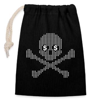Dollar Skull Crossbones - Closable cotton gift bag (14x20cm) - black - Front