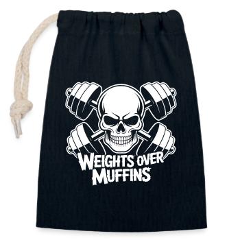 Gewichte über Muffins Schädel - Verschließbarer Geschenkbeutel aus Baumwolle (14x20cm) - Navy - Vorne