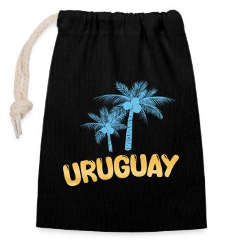 Palmen Uruguay - Verschließbarer Geschenkbeutel aus Baumwolle (14x20cm) - Schwarz - Vorne