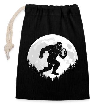 Bigfoot rugby players - Closable cotton gift bag (14x20cm) - black - Front