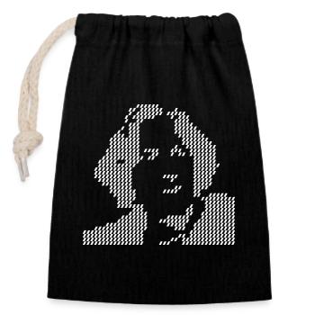 Pixel Oscar Wilde portrait Halftone - Closable cotton gift bag (14x20cm) - black - Front