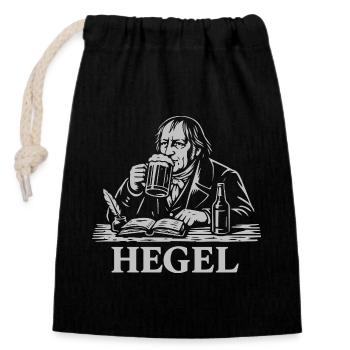 Hegel Pub Scholar Bierillustration - Verschließbarer Geschenkbeutel aus Baumwolle (14x20cm) - Schwarz - Vorne