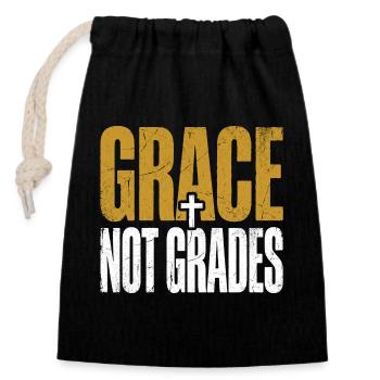 La grâce n’évalue pas Enseignant chrétien Jésus foi - Sac cadeau en coton avec cordon (14 x 20 cm) - noir - Devant