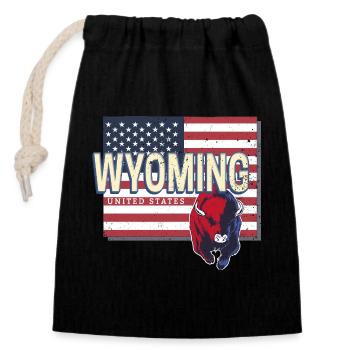 Wyoming United States Retro Map USA - Closable cotton gift bag (14x20cm) - black - Front