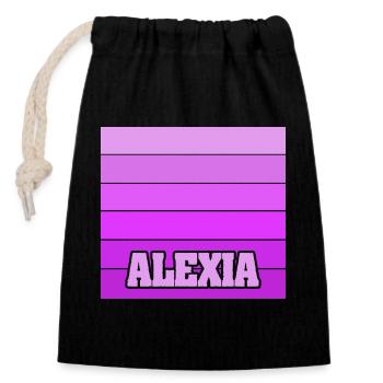 Geschenk für Alexia - Verschließbarer Geschenkbeutel aus Baumwolle (14x20cm) - Schwarz - Vorne