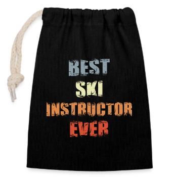 Entraîneur de ski - Sac cadeau en coton avec cordon (14 x 20 cm) - noir - Devant