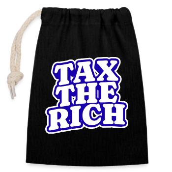 Taxer les riches - Sac cadeau en coton avec cordon (14 x 20 cm) - noir - Devant
