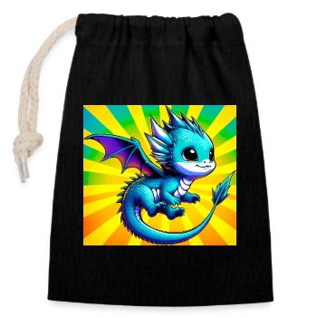 dragon - Closable cotton gift bag (14x20cm) - black - Front