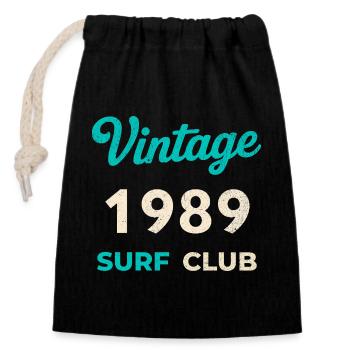 Cadeau rétro d’anniversaire vintage du Surf Club 1989 - Sac cadeau en coton avec cordon (14 x 20 cm) - noir - Devant