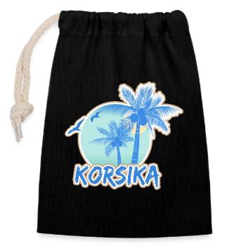 Strand Korsika - Verschließbarer Geschenkbeutel aus Baumwolle (14x20cm) - Schwarz - Vorne